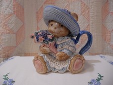 Fitz and Floyd Hydrangea Bear Teapot w/ Lid Hand Painted 28 oz 1993 PERFECT EUC picture