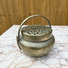 Chinese Antique Paktong Hand warmer Openwork cover FINE C19th QING Censer picture