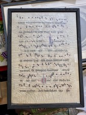 Antique 15th/16thC Illuminated Antiphonal Vellum Manuscript Leaf Framed picture