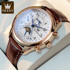 OLEVS Automatic Mechanical Watch Men's Moon Phase Waterproof Luxury Men Strap picture