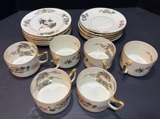Vtg Epiag Czechoslovakia Royal Birds of Paradise Teacup Saucer Plate Set 18pc picture