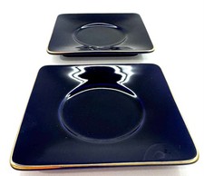 Fukagawa Seiji Arita Cobalt Blue Square Plates Set of 5 Gold Trim Japan picture