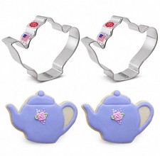 Set Of Two (2) Ann Clark Tea Pot Cookie Cutters Large 4 1/4 Inch picture