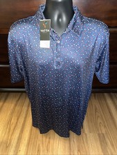 NWT Yatta Golf Polo Shirt Mens 4th of July Multicolor Stars Size Large picture