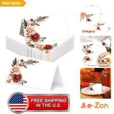 100Pcs Fall Place Card 2 x 3.5 Inch Retro Boho Floral Tent Name Cards Vintage... picture