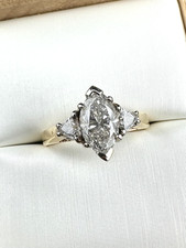14k Yellow Gold 1.61ctw Marquise Trillion Cut Diamond Engagement Ring 2.00dwt picture