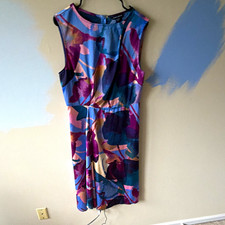 Maggy London women’s abstract print sleeveless round neck knee dress size 10 picture