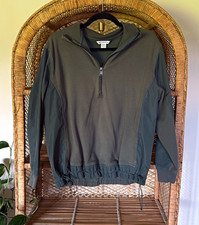 Athleta Women's Green Solid 1/4 Zip Long Sleeve Pullover (S) picture