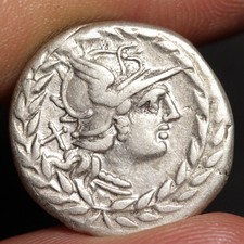 Roma Head Denarius 138BC Ancient Roman Republic Silver Coin Gellius Choice VF picture