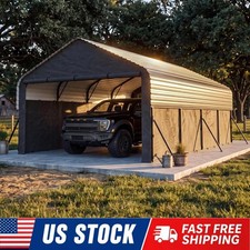 12x20ft Heavy Duty Metal Carport Outdoor All-Weather Enclosed Car Ports Shelter picture