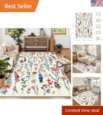 Luxurious 6x9 Indoor Floral Area Rug with Non-Slip Backing - Easy Care Design picture