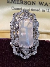 Magnificent Antique Art Deco Silver Ring – Natural Rose Quartz & Diamond picture