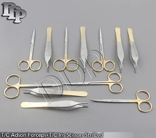 6 T/C ADSON TISSUE & DRESSING FORCEPS + 6 T/C IRIS SCISSORS STRAIGHT+CURVED  picture