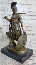 Art Deco Large Odysseus Roman Warrior Bronze Sculpture Marble Base Figurine Sale picture