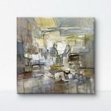 Bar 14x14 Original Acrylic Oil Painting Interior Canvas Wall Decor picture