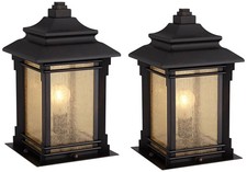 Hickory Point Rustic Outdoor Pier Mount Light Fixtures Set of 2 Bronze 16 1/2
