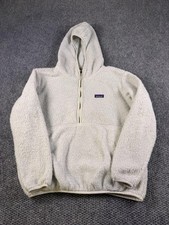 Patagonia Hoodie Mens XL White Sherpa Fleece 1/2 Zip Pullover Kangaroo Logo picture