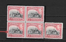 Cyprus 1938-51 K.G. VI 2p ERROR Black Colours Shifted Block of 4 MNH ** picture
