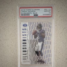 Panini 2018 Illusions Lamar Jackson Illusionists Blue #ILL-LJ RC /149 PSA 10 picture