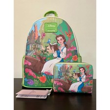 Loungefly Disney Beauty And The Beast Belle Reading Mini Backpack Wallet Set picture