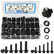 280Pcs Metric Flange Bolt Assortment M6X1.0 M8X1.25 M10X1.5 (12Mm To 30Mm) Black picture