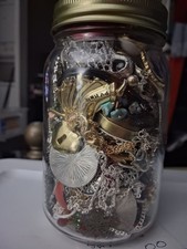 2lbs+ Mystery Jewelry Mason Jar Wearable Vintage Antique To Modern Lot Suprise picture