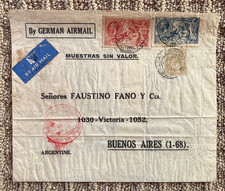1934 KGV Seahorse Zeppelin Cover via German Airmail Faustino Fano Buenos Aires picture