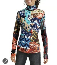 Desigual Brussels multi-coloured Turtleneck sweater Size S picture
