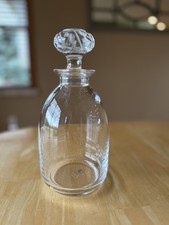 Lalique France Saint Hubert Crystal Decanter Oak Leaf Stopper Signed 9.25