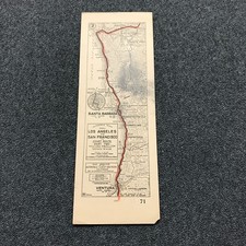 1920s AAA Auto Club SoCal Ventura to Buellton California Coast Route Strip Map  picture