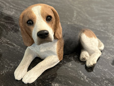 VINTAGE SANDICAST BEAGLE DOG FIGURINE SANDRA BRUE 1985 STATUE DOORSTOP 6x10