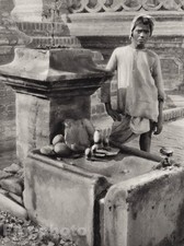 1928 Original INDIA Patna Boy Hindu Alter Architecture Photo Art By HURLIMANN picture