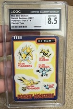 Electric Zapdos Jolteon #4- Sealdass Mini Stickers 1997 Pokemon Japanese CGC 8.5 picture