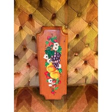 Vintage Hand-Painted Wood Fruit Plaque - Grapes, Peaches, Strawberries Wall Art picture