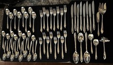 1847 Rogers Bros IS Springtime Silver-plated Flat wear 56 Pcs. picture