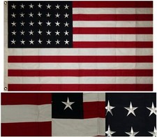HEAVY COTTON 35 STAR AMERICAN FLAG - Embroidered & Sewn - HISTORICAL USA picture