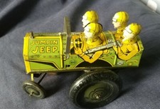 Vintage Marx Jumpin Jeep Litho Tin Wind Up Army Jeep 22 C READ picture
