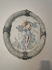 Pair Antique Ernst Wahliss Attributed Art Nouveau Porcelain Relief Wall Plaques picture