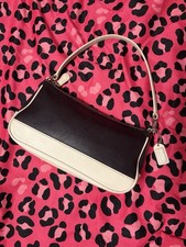 2001 Vintage Y2K Coach Hamptons Demi Shoulder Bag Black And Off White  picture