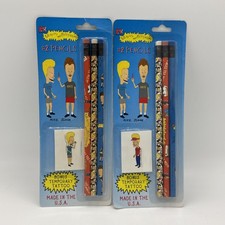 Vintage 1997 MTV Beavis & Butthead Pencils & Temporary Tattoo Set New Sealed picture