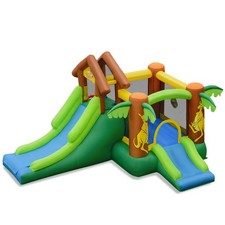 Inflatable Jungle Bounce House Kids Dual Slide Jumping Castle Play Time w/Bag picture