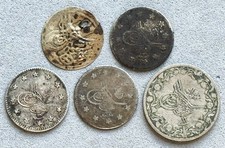Ottoman Empire 5-Coin Lot 1775-1903 Turkey Egypt Kurush Para Qirsh • R14 picture