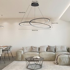 Modern Geometric LED Pendant Light Dimmable Chandelier Remote Adjustable Height picture