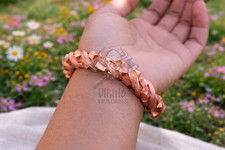 Hand Forged Medieval Copper Open Cuff Bangle – Braided Rustic Bracelet picture