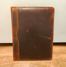 New Brown Leather Organizer Portfolio Binder 8.5x11 Letter Size 1.5
