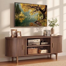 Elegant 58 Inch Mid-Century Entertainment Center with Smart Storage Solutions picture