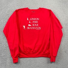 Vintage USA Brindar Sport Sweatshirt Mens L Red Bradenton London Paris Rome 1988 picture