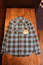 IRON HEART IHSH-463 Buffalo Check UHF Western Shirt Sax Blue Made in JAPAN NEW picture