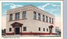 MASONIC TEMPLE c1920s cody wy original antique postcard wyoming history picture