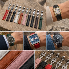 Calfskin Litchi Grain Leather Strap 12-22mm For Rolex Omega Cartier TAG Heuer picture